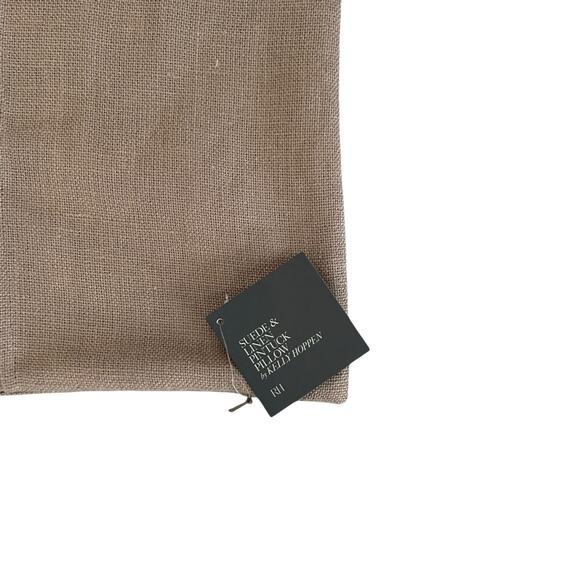 Restoration Hardware Suede & Linen Lumbar Pillow Cover 13x21 Camel NEW - Picture 6 of 13